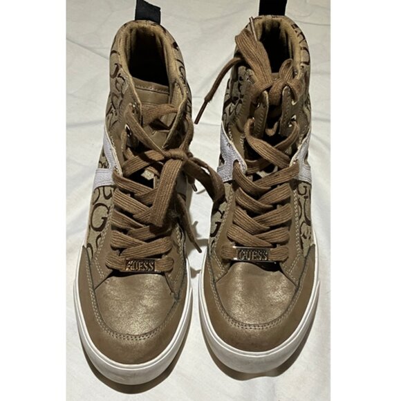 Guess Sneakers for Women, Golden High Top - Picture 3 of 10
